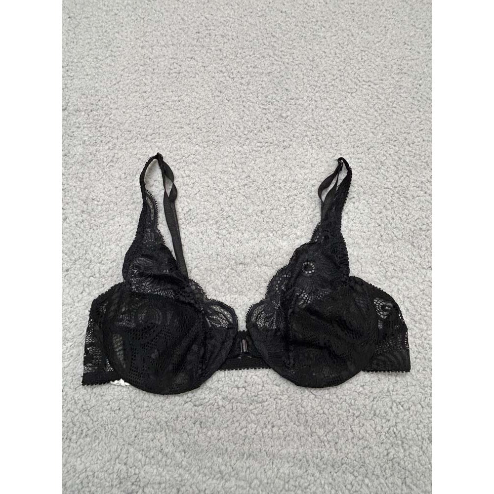 Cabernet Bra 36C Balconette Bra 110325 Front Close Black Lace